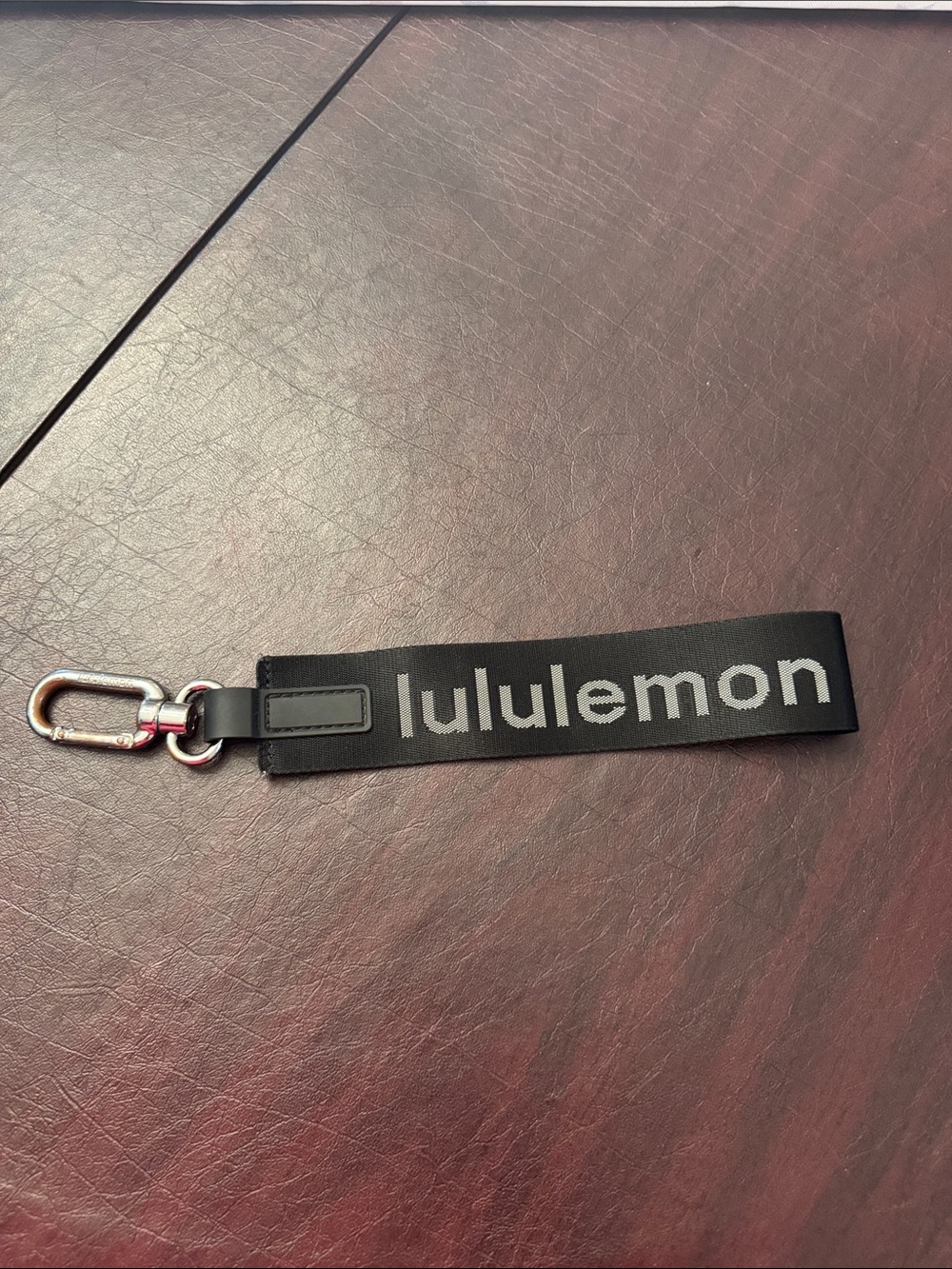 lululemon Black and Silver Logo Key Strap